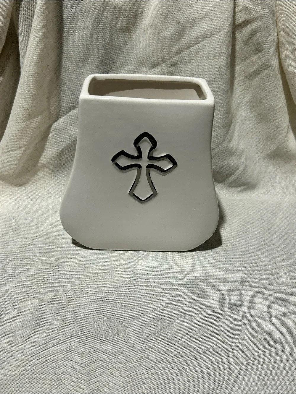 White Ceramic Cross Vase